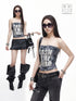 3MODE Grey Camo Letter Print Cropped Slim Fit Sleeveless Women&