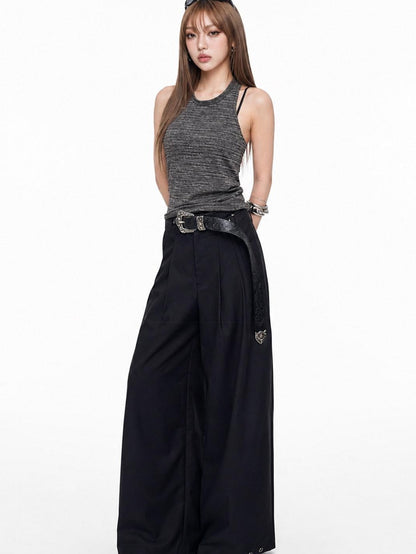 3MODE Heather Gray Vintage Knitted Halter Open Back Women&