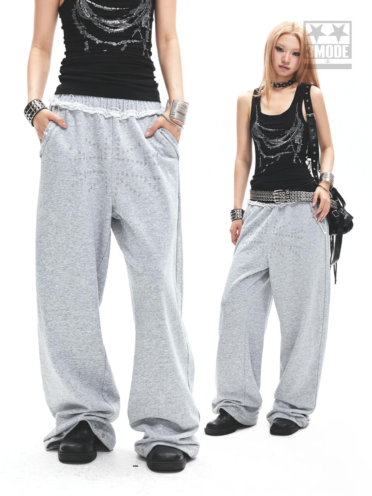 3MODE Heather Grey Lace Waistband Low Rise Women&