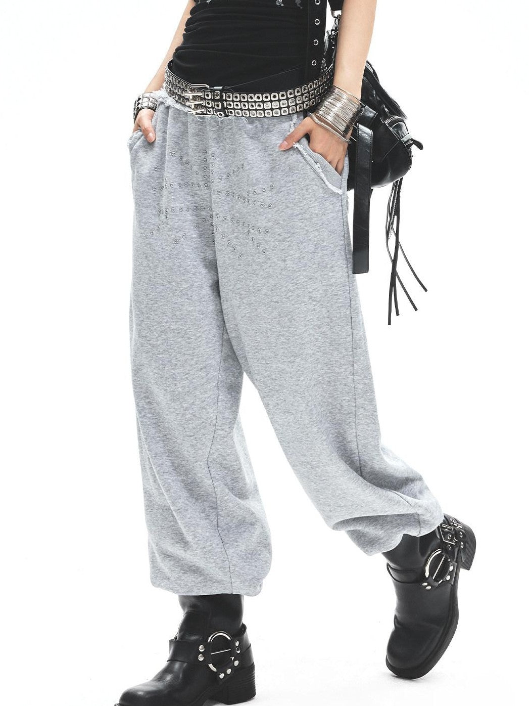 3MODE Heather Grey Lace Waistband Low Rise Women&