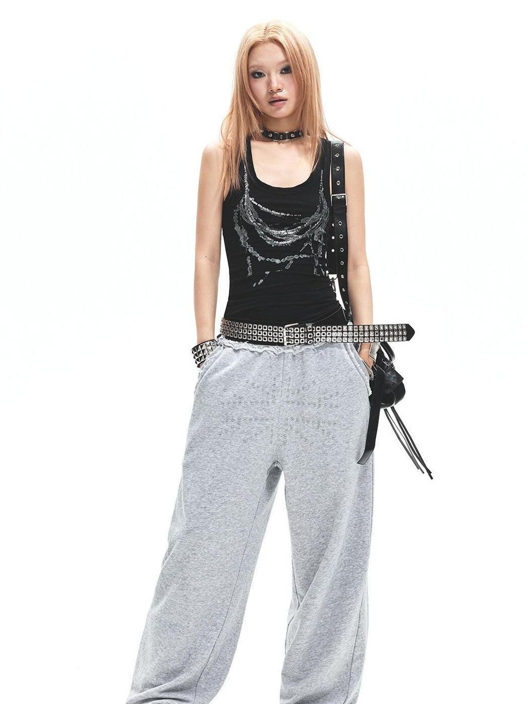 3MODE Heather Grey Lace Waistband Low Rise Women&