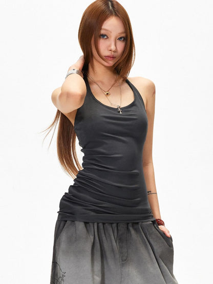 3MODE Khaki U Neck Racerback Off Shoulder Women&