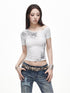 3MODE Leopard Print Asymmetric Shoulder Cropped Slim Women&