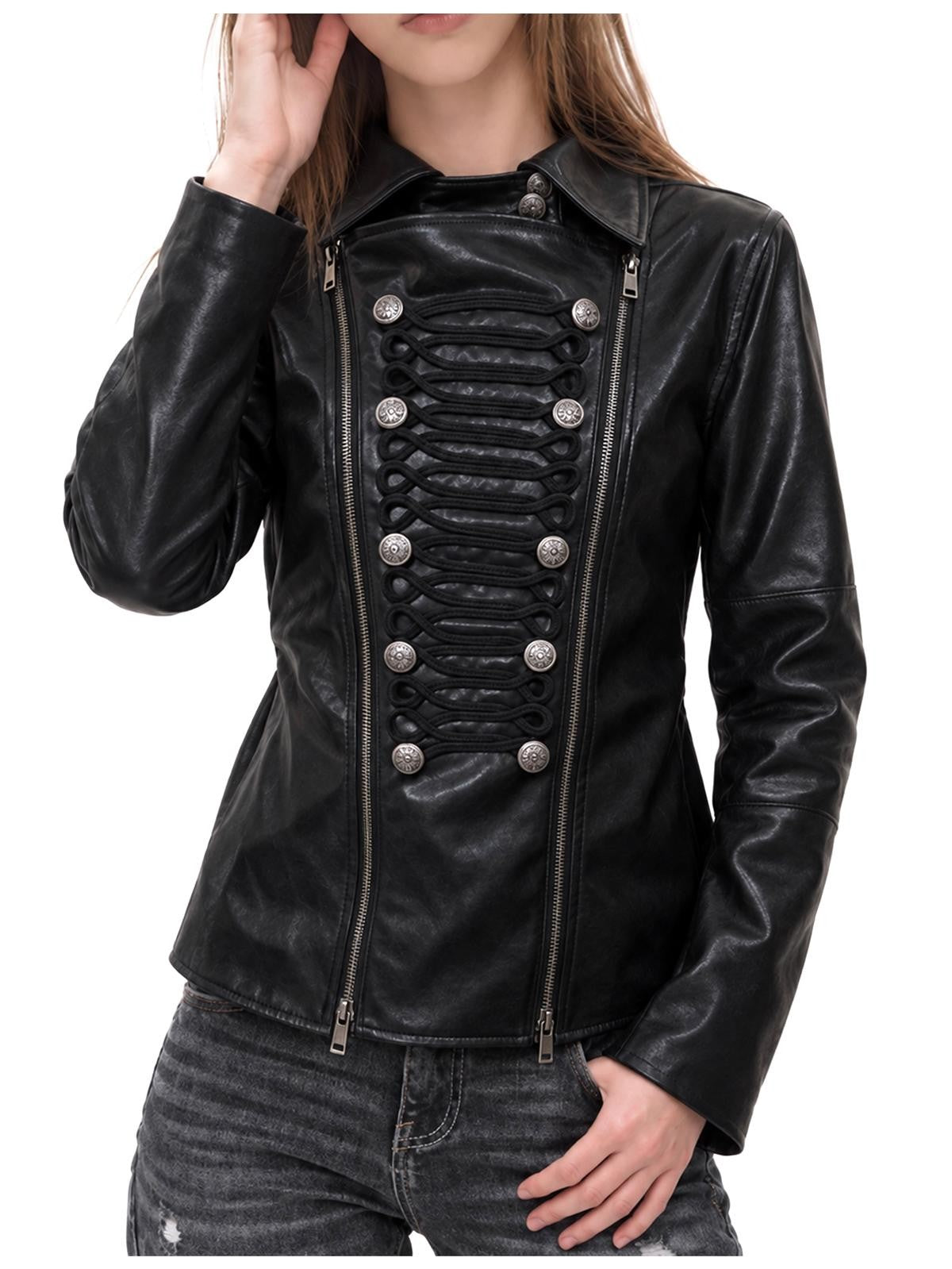 3MODE Metal Buckle Double Zip Lapel Pu Women&