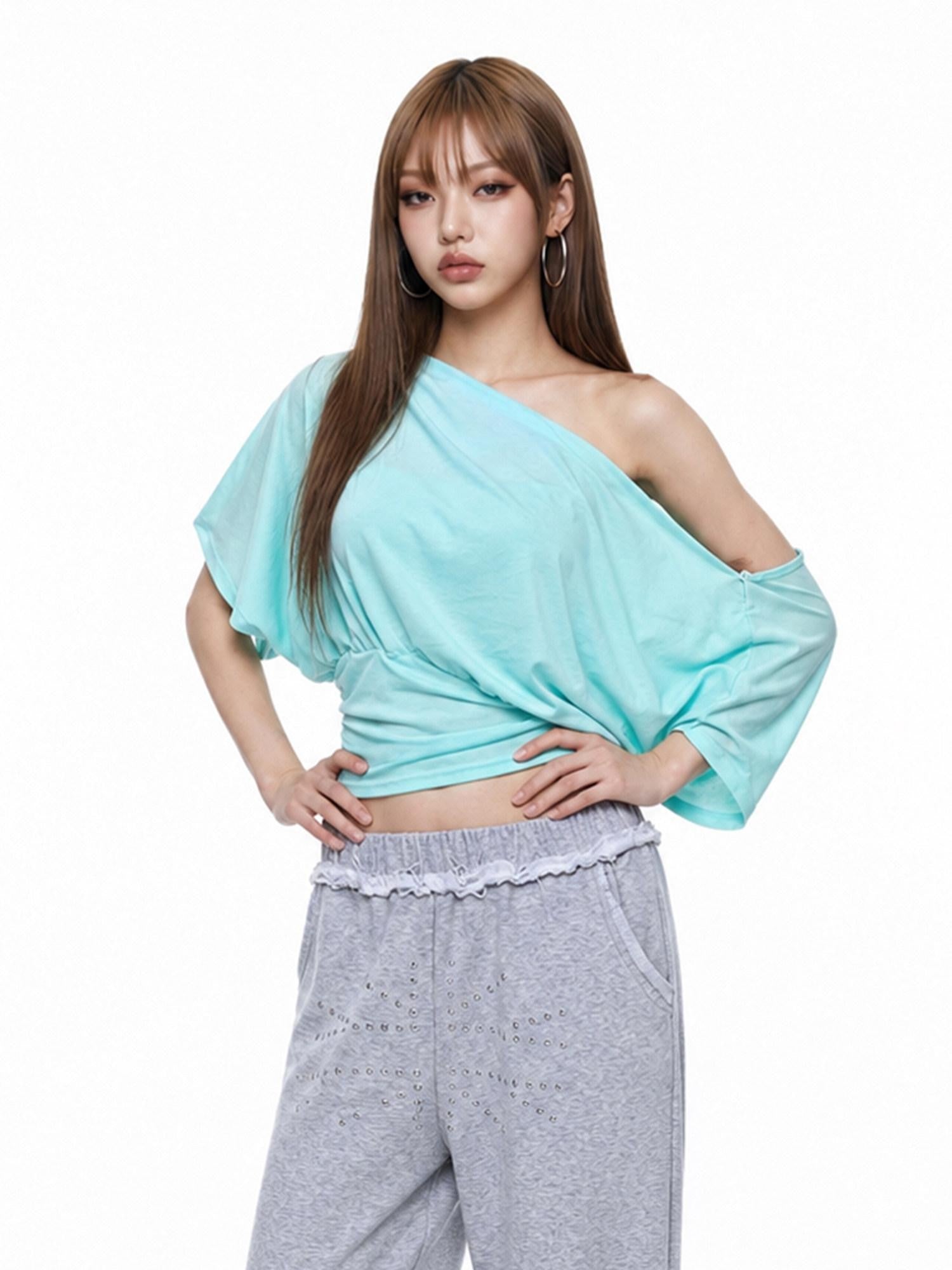 3MODE Mint Green Two Way Split Loose Strapless Women&