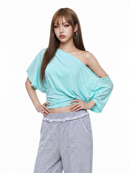 3MODE Mint Green Two Way Split Loose Strapless Women&