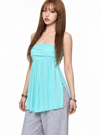 3MODE Mint Green Two Way Split Loose Strapless Women&