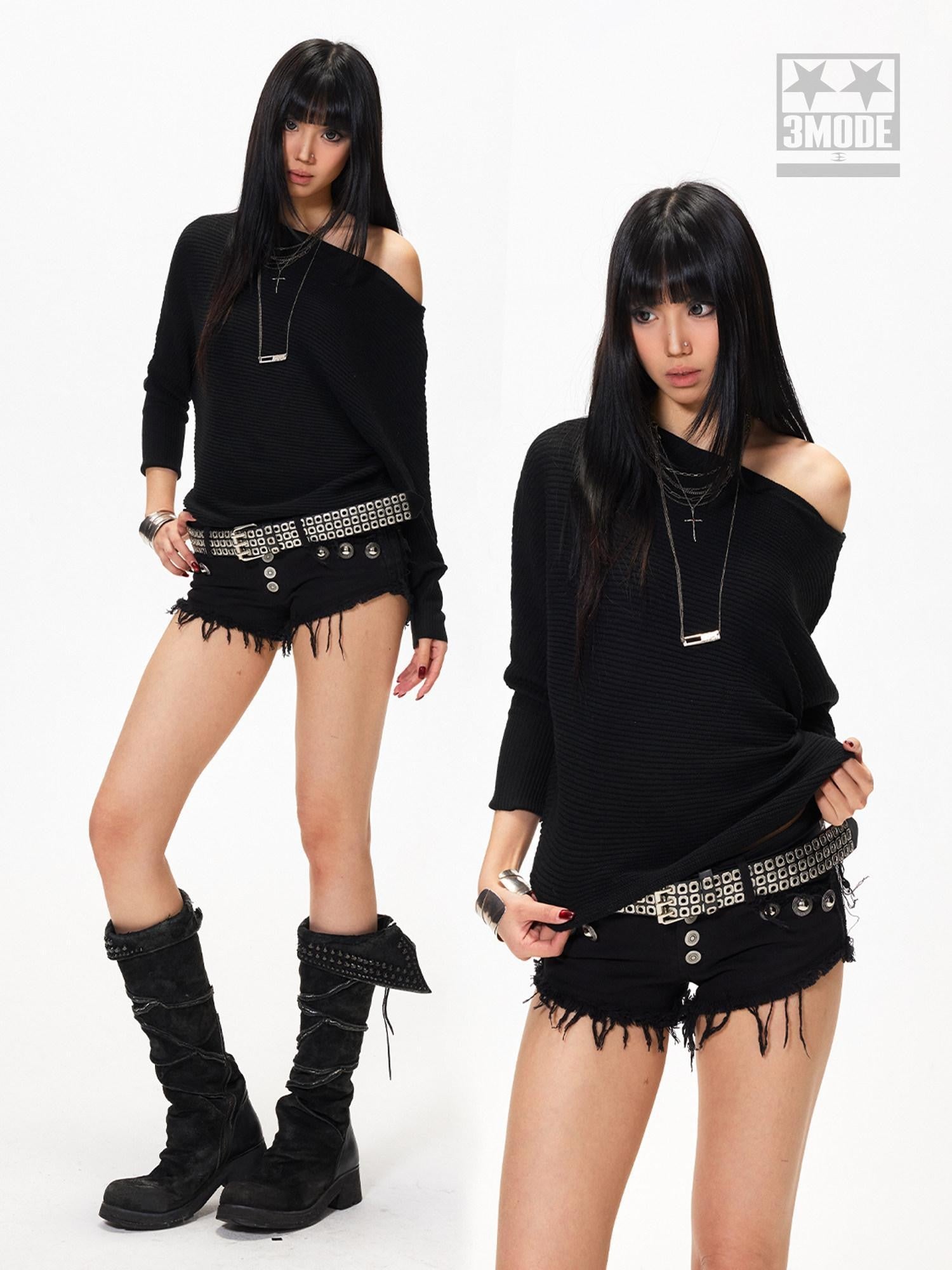 3MODE Off Shoulder Batwing Knit Women&