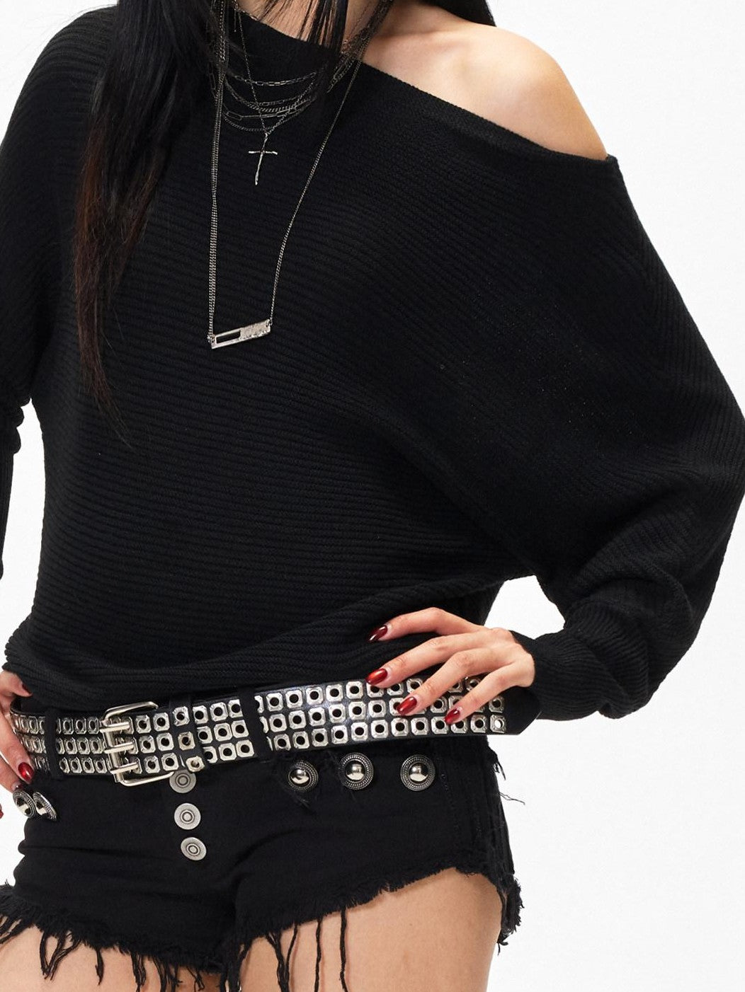 3MODE Off Shoulder Batwing Knit Women&