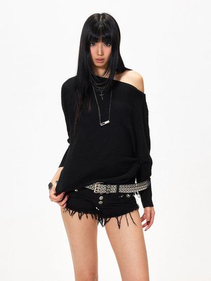 3MODE Off Shoulder Batwing Knit Women&