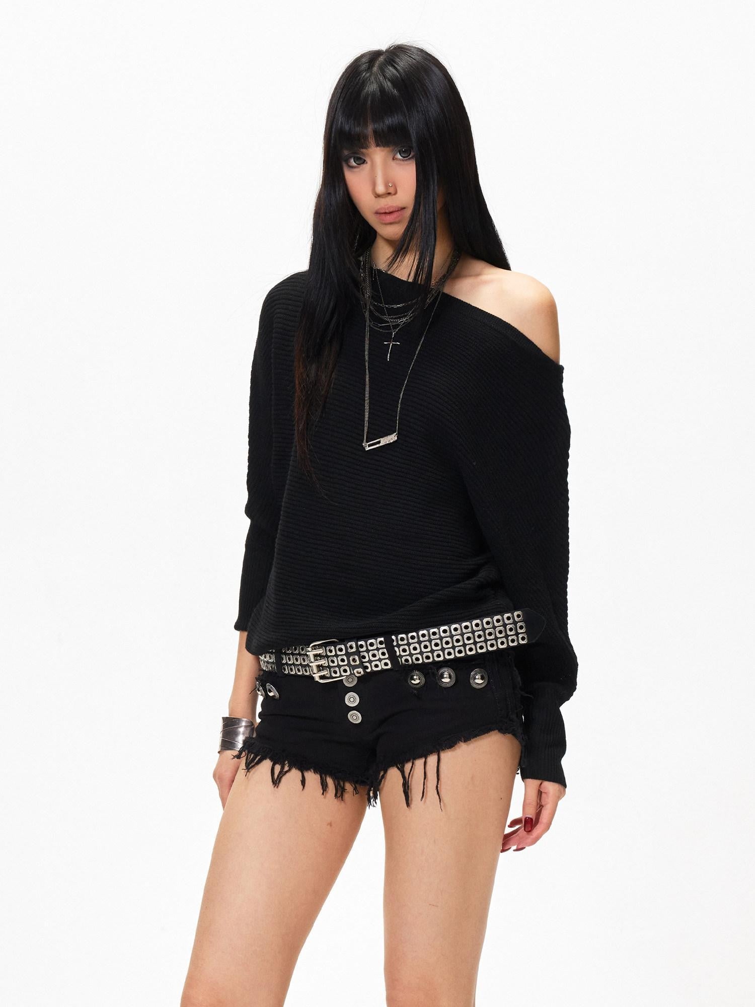 3MODE Off Shoulder Batwing Knit Women&