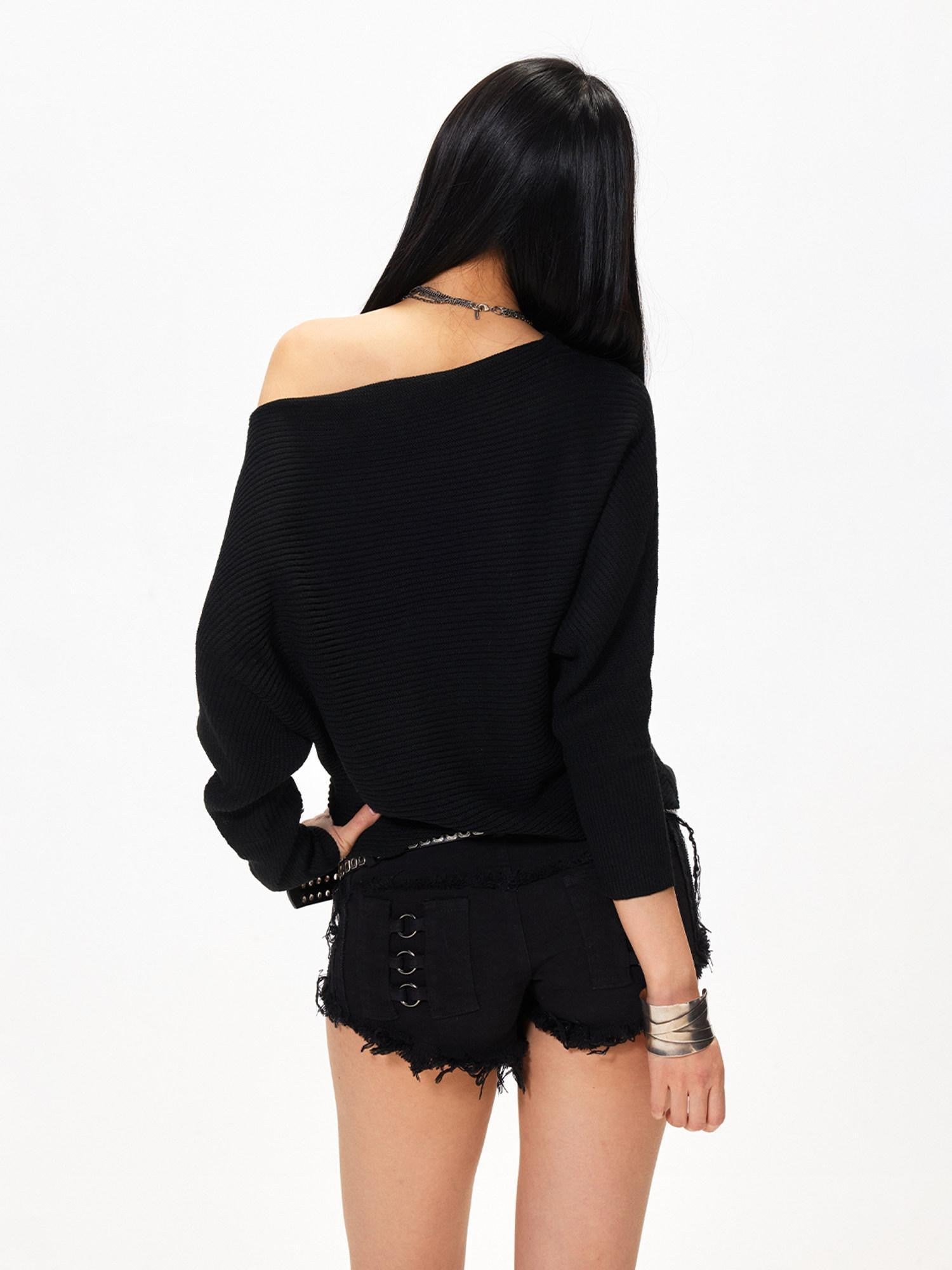 3MODE Off Shoulder Batwing Knit Women&