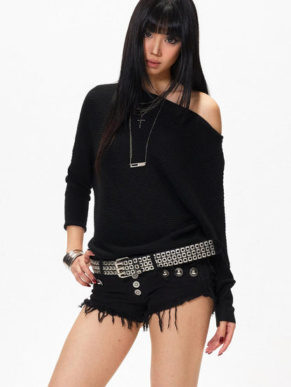 3MODE Off Shoulder Batwing Knit Women&