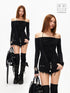 3MODE Off Shoulder Pleated Slim Fit Women&