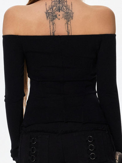 3MODE Off Shoulder Pleated Slim Fit Women&