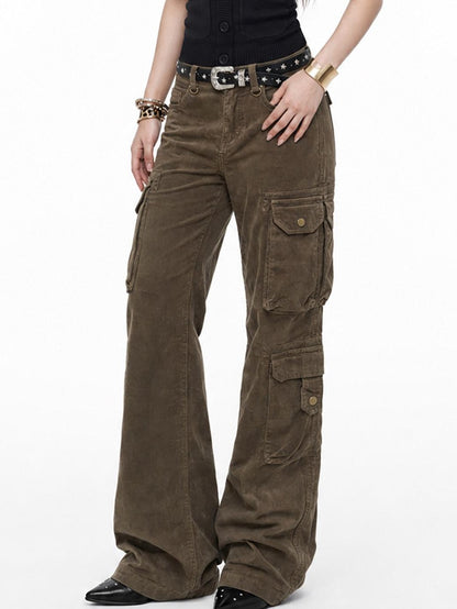 3MODE Olive Green Cargo Multi Pocket High Waist Women&
