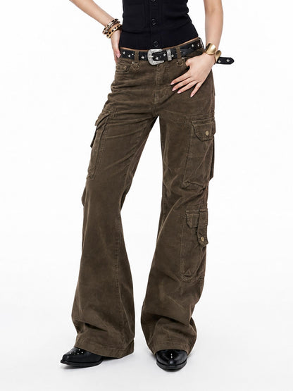 3MODE Olive Green Cargo Multi Pocket High Waist Women&