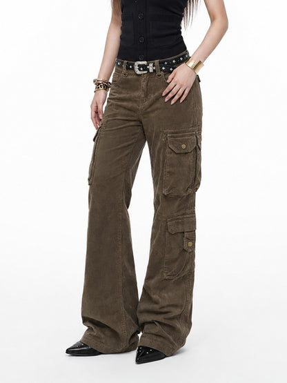 3MODE Olive Green Cargo Multi Pocket High Waist Women&