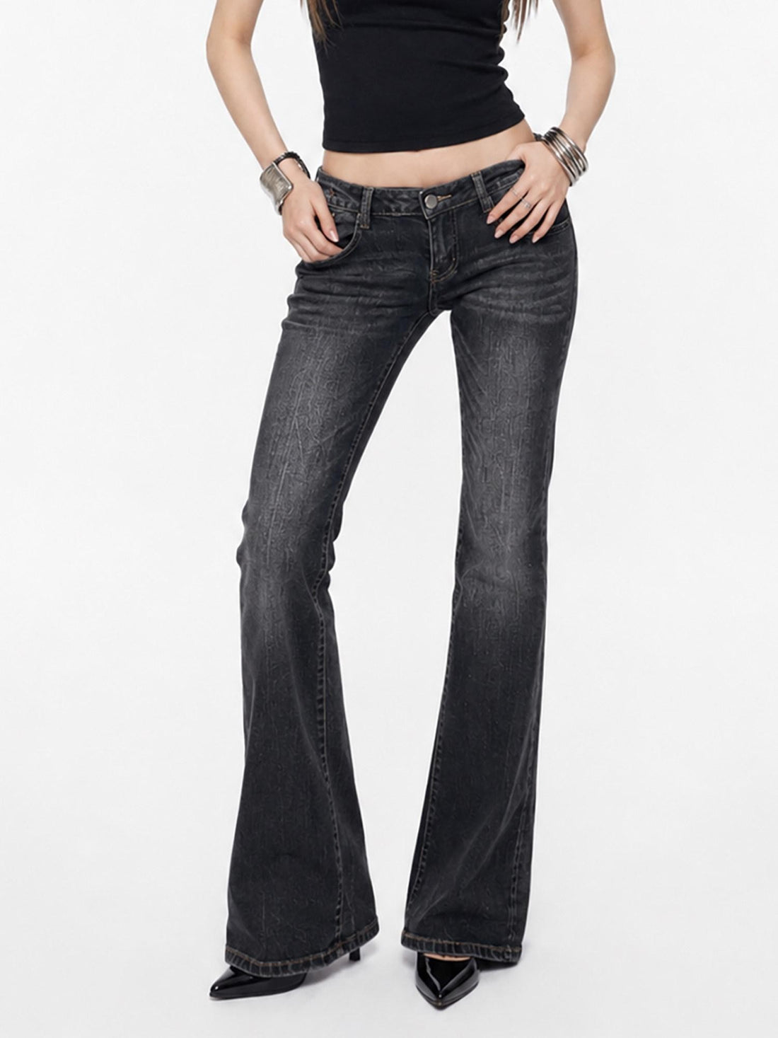 3MODE Ombre Low Rise Y2k Retro Floor Length Slim Micro Women&