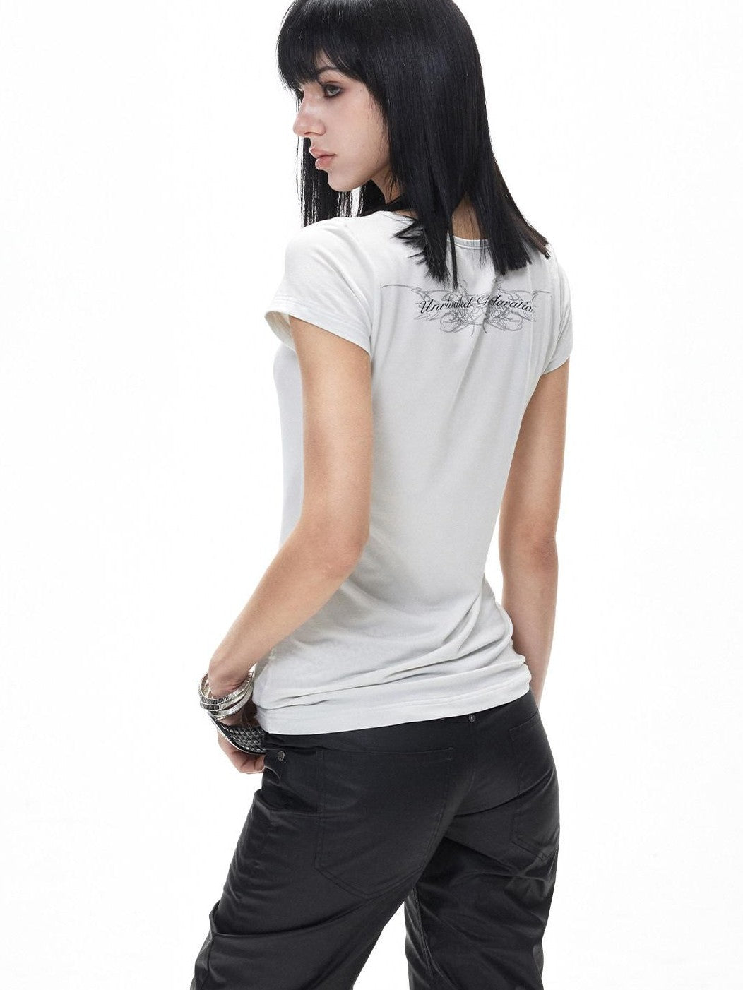 3MODE Punk Letter Print Crew Neck Slim Women&