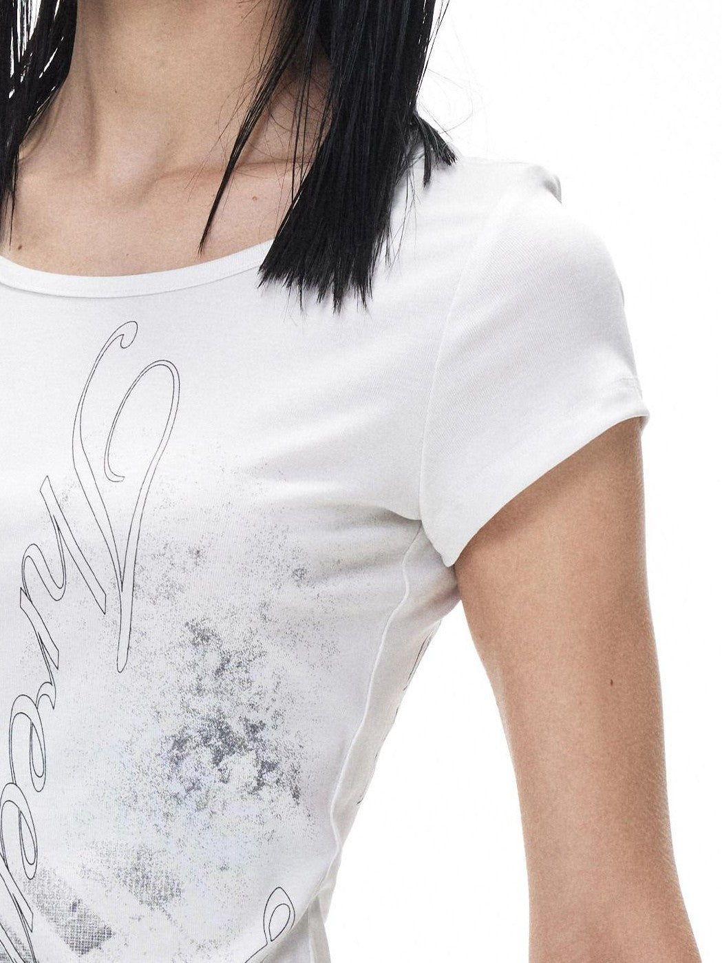 3MODE Punk Wing Star Print Slim Fit Round Neck Women&