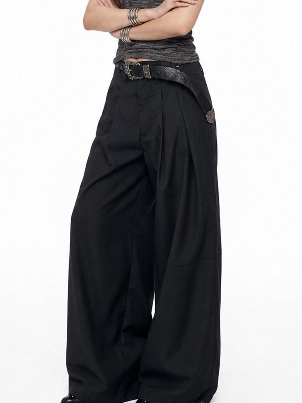 3MODE Retro High Waist Drapey Metal Detail Women&