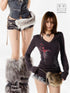 3MODE Retro Leather Fur Patchwork Women&