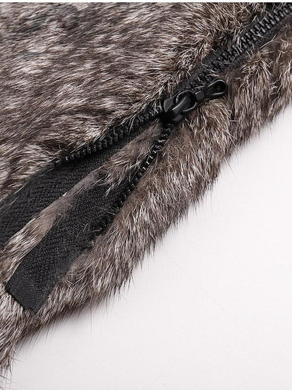 3MODE Retro Leather Fur Patchwork Women&