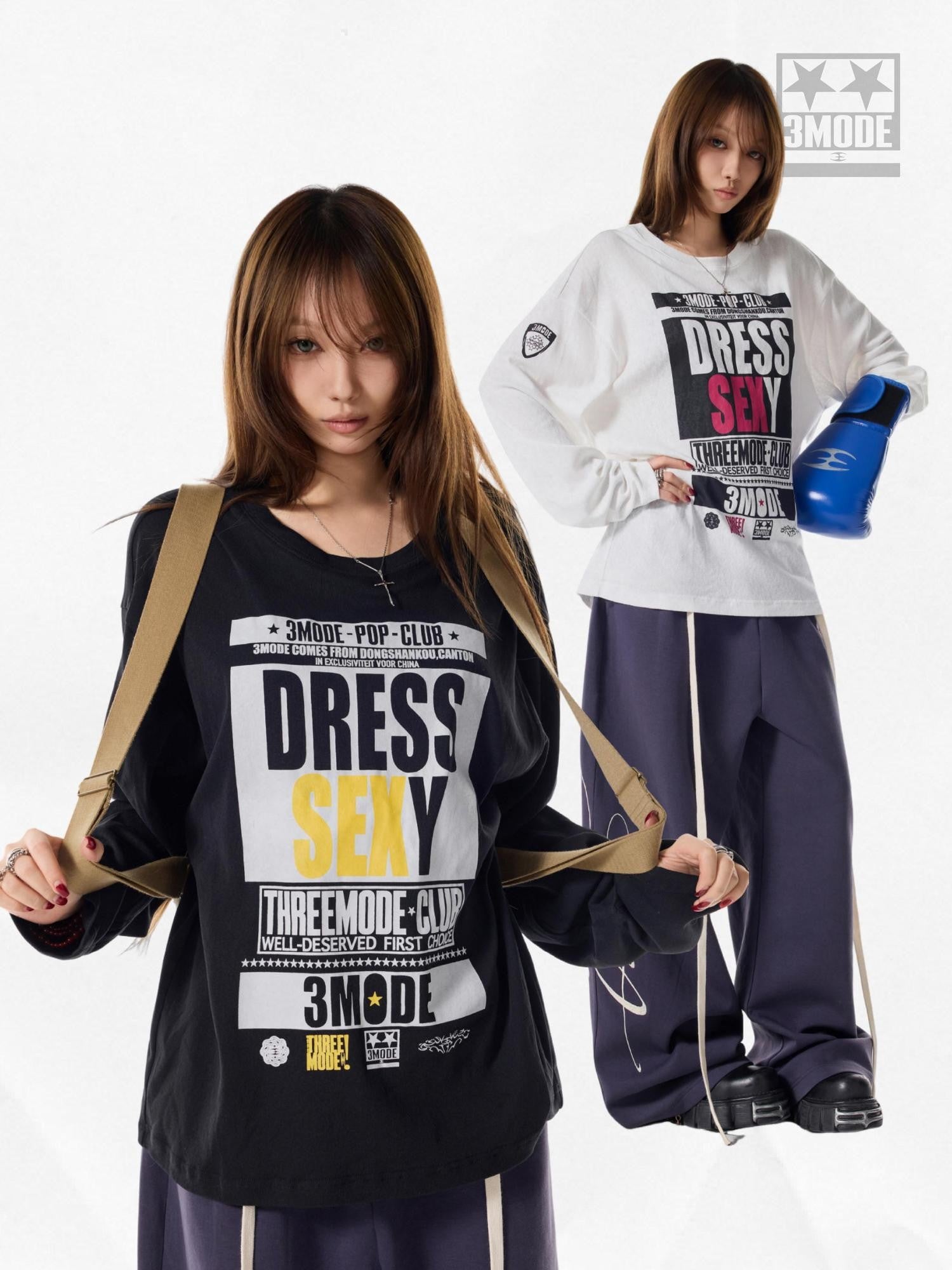 3MODE Retro Letter Print Crewneck Women&