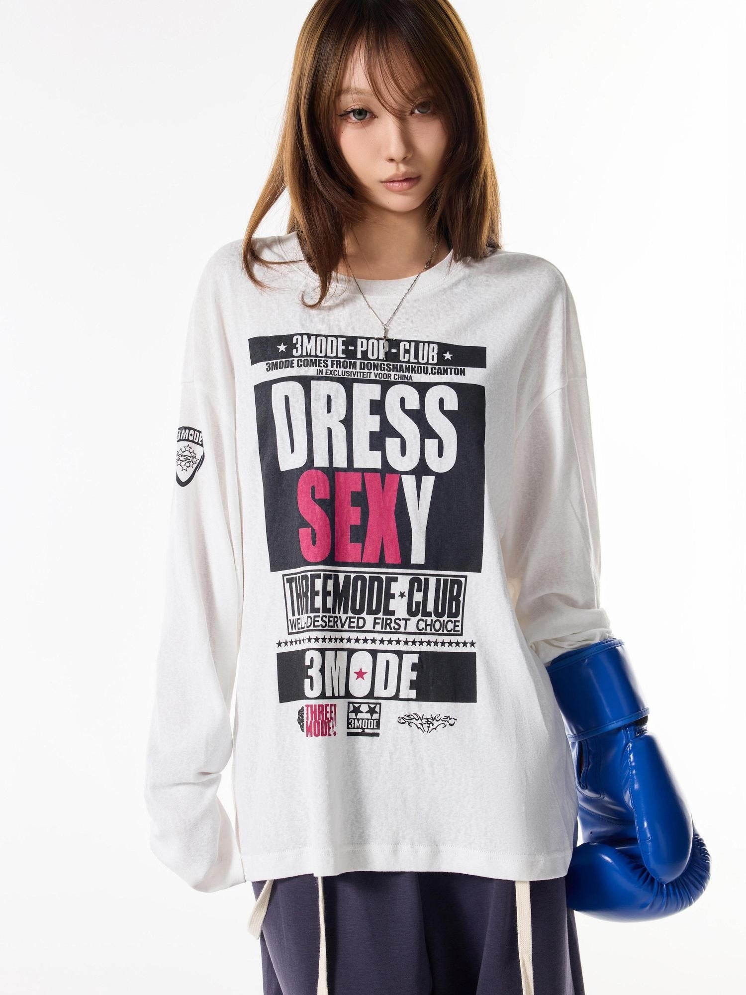 3MODE Retro Letter Print Crewneck Women&