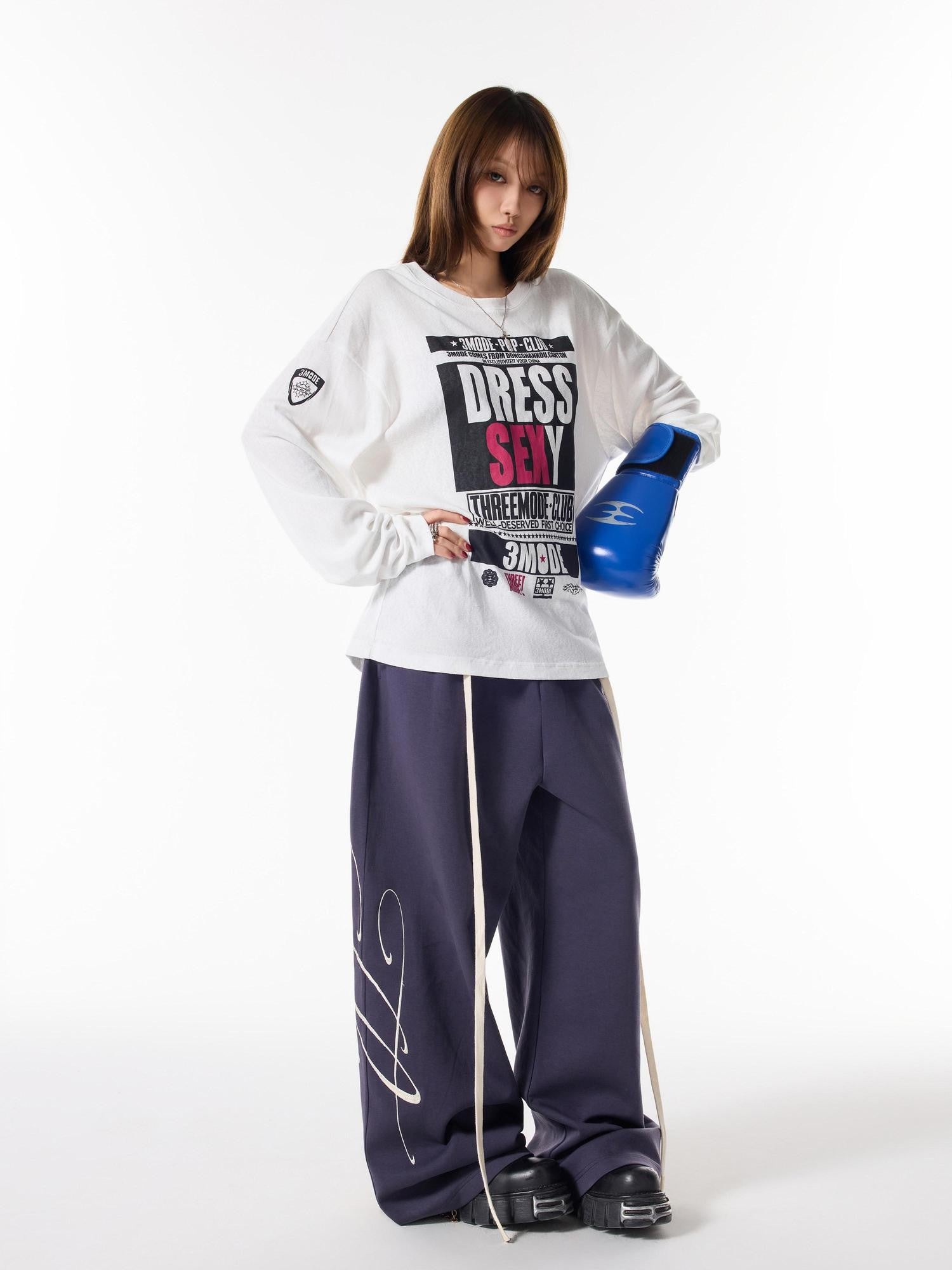 3MODE Retro Letter Print Crewneck Women&