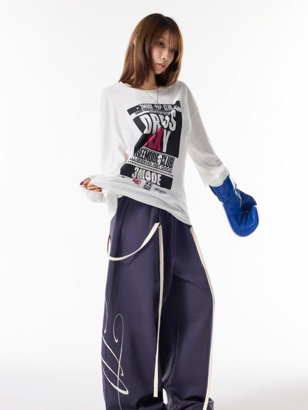 3MODE Retro Letter Print Crewneck Women&