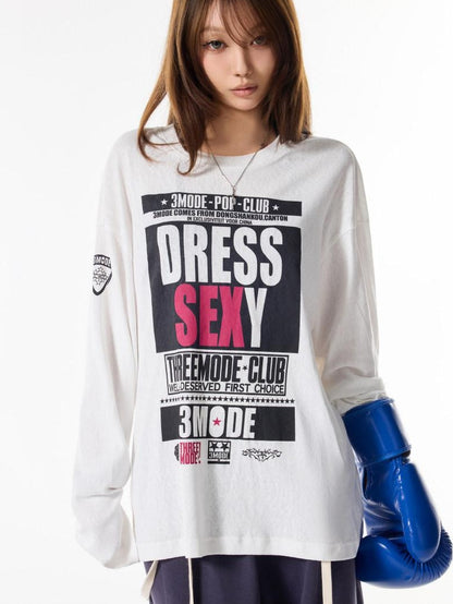 3MODE Retro Letter Print Crewneck Women&