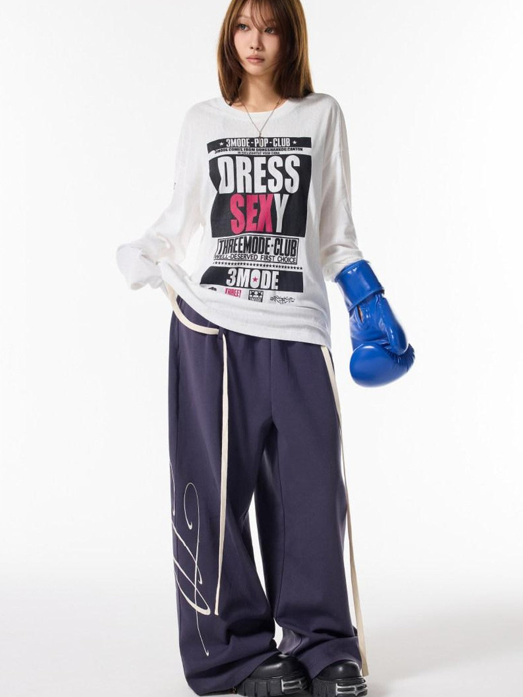 3MODE Retro Letter Print Crewneck Women&