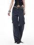 3MODE Retro Punk Drawstring Cargo Mid High Waist Women&