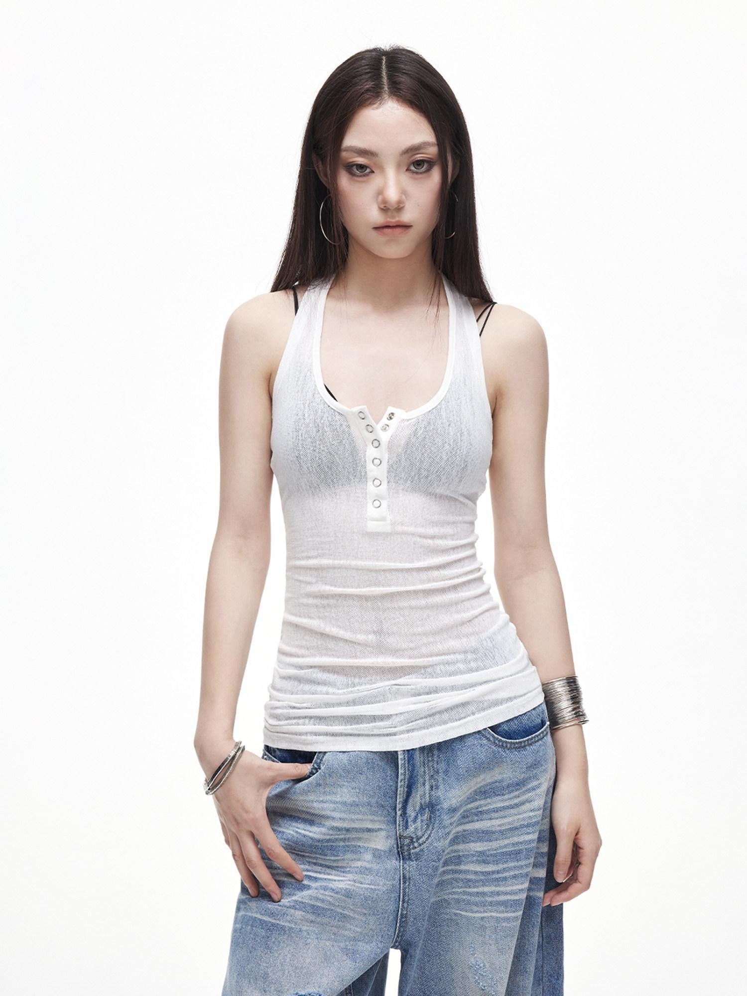 3MODE Sexy Vintage Henley Slim Fit Women&