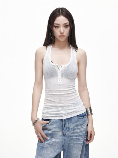 3MODE Sexy Vintage Henley Slim Fit Women&
