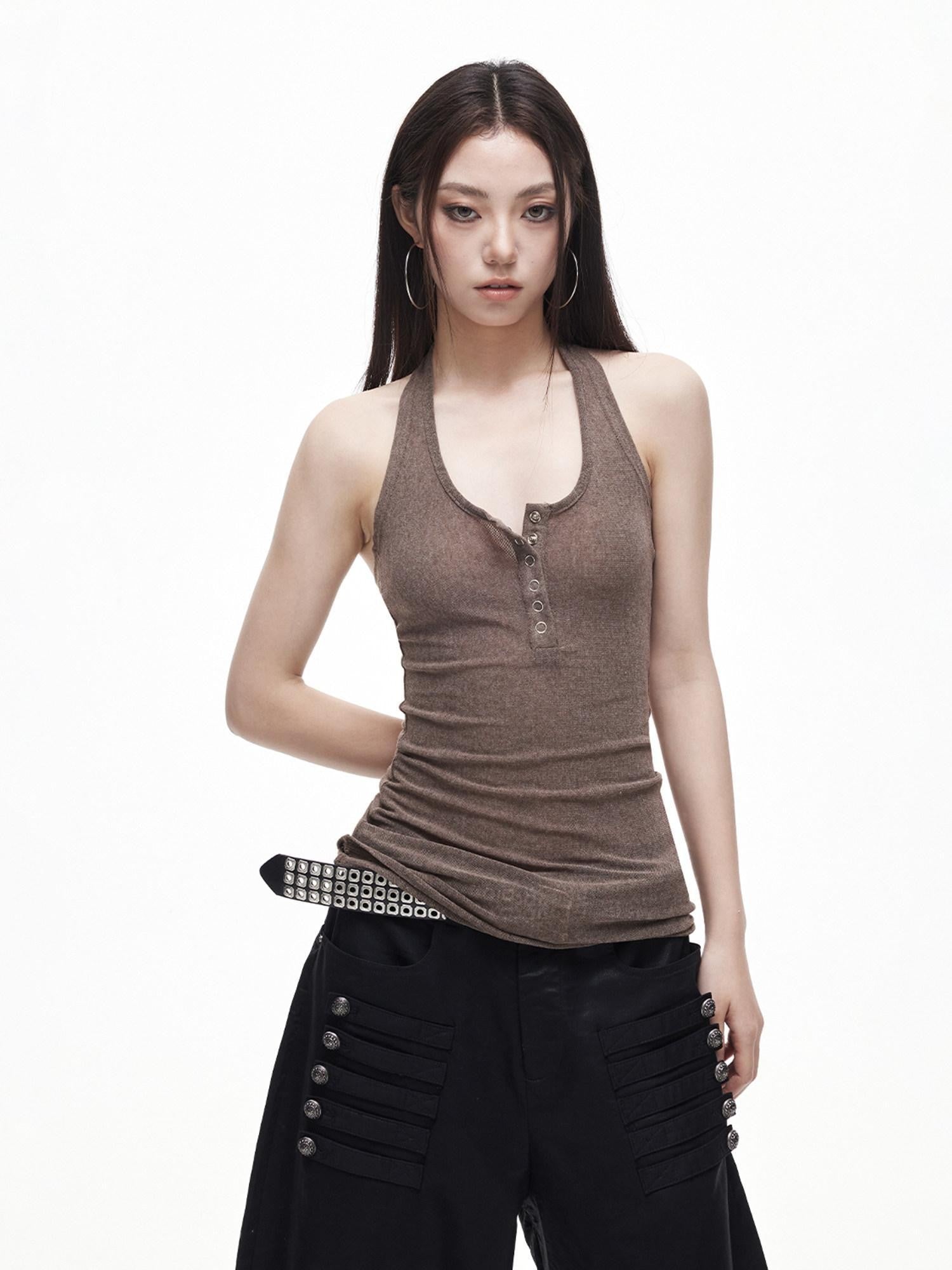 3MODE Sexy Vintage Henley Slim Fit Women&