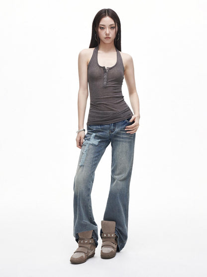3MODE Sexy Vintage Henley Slim Fit Women&