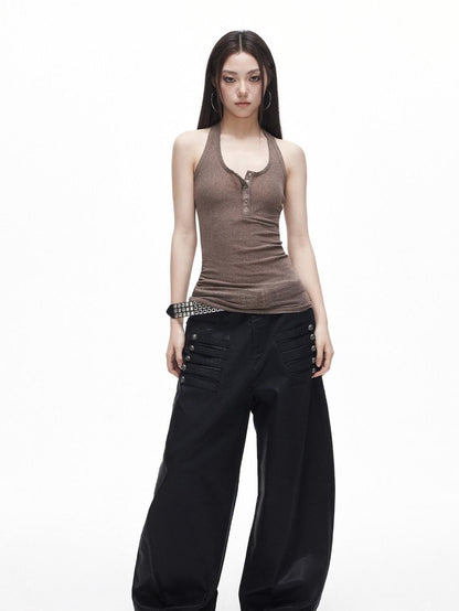 3MODE Sexy Vintage Henley Slim Fit Women&