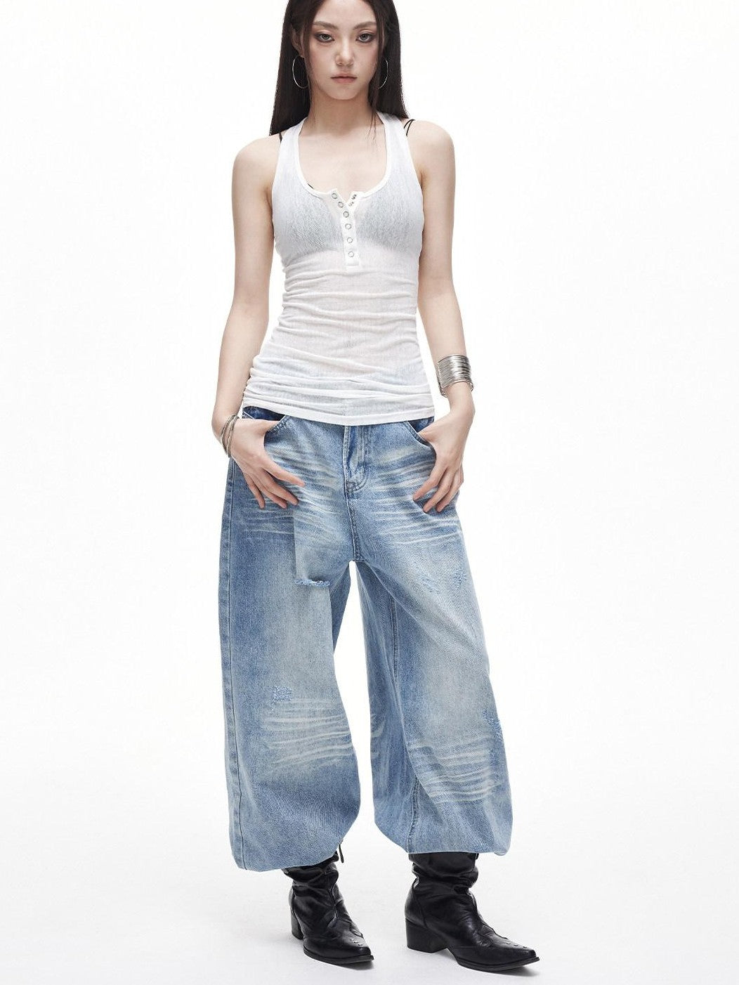 3MODE Sexy Vintage Henley Slim Fit Women&
