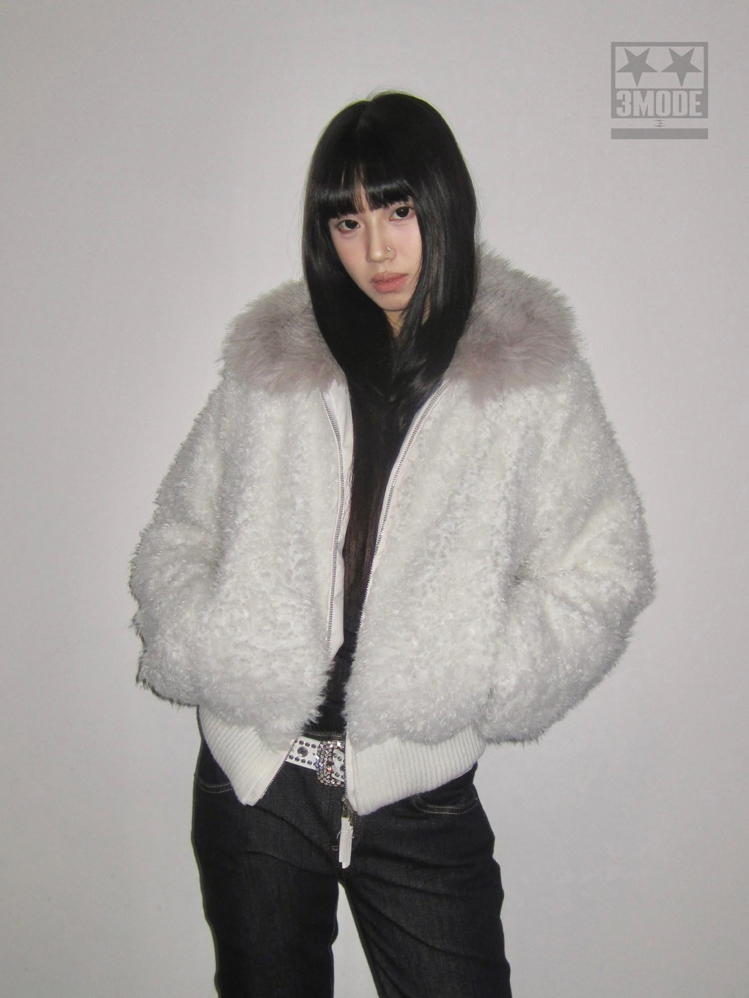 3MODE Sherpa Collar Zip Lapel Women&