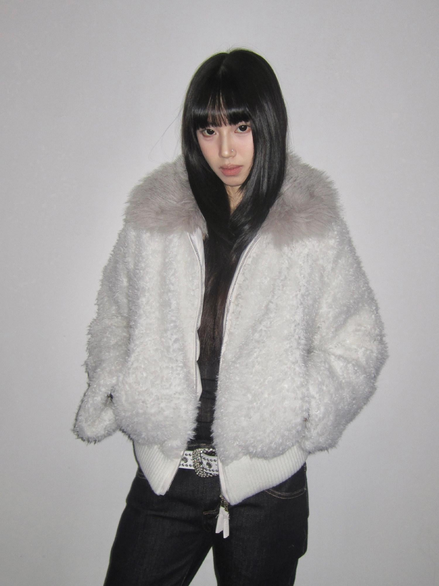 3MODE Sherpa Collar Zip Lapel Women&