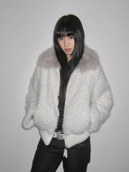 3MODE Sherpa Collar Zip Lapel Women&