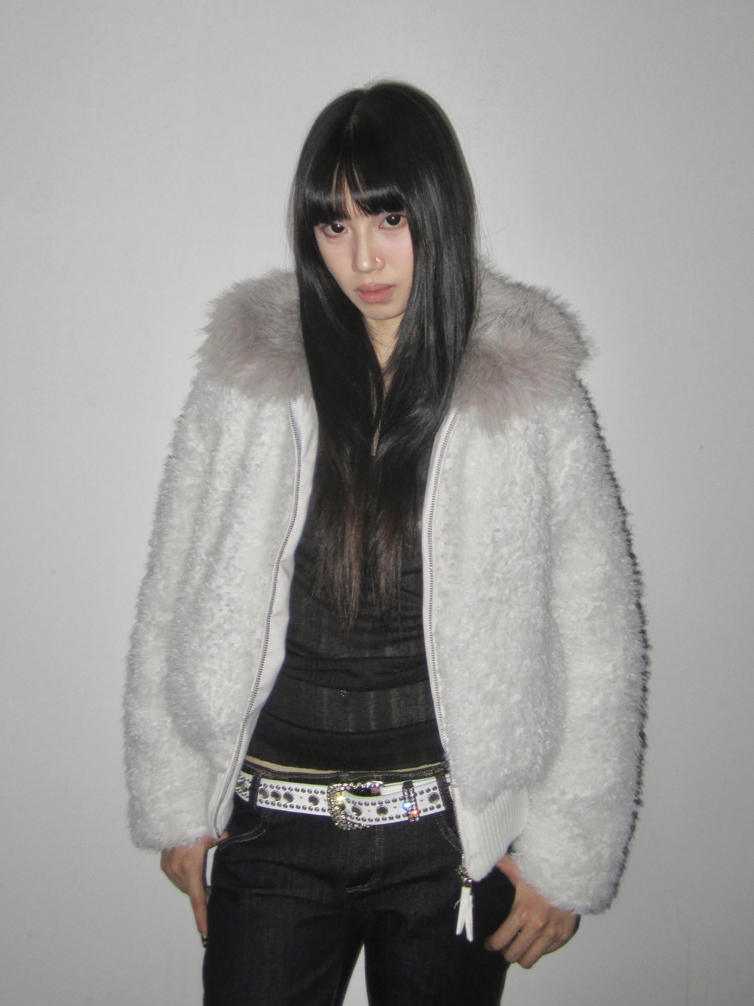 3MODE Sherpa Collar Zip Lapel Women&