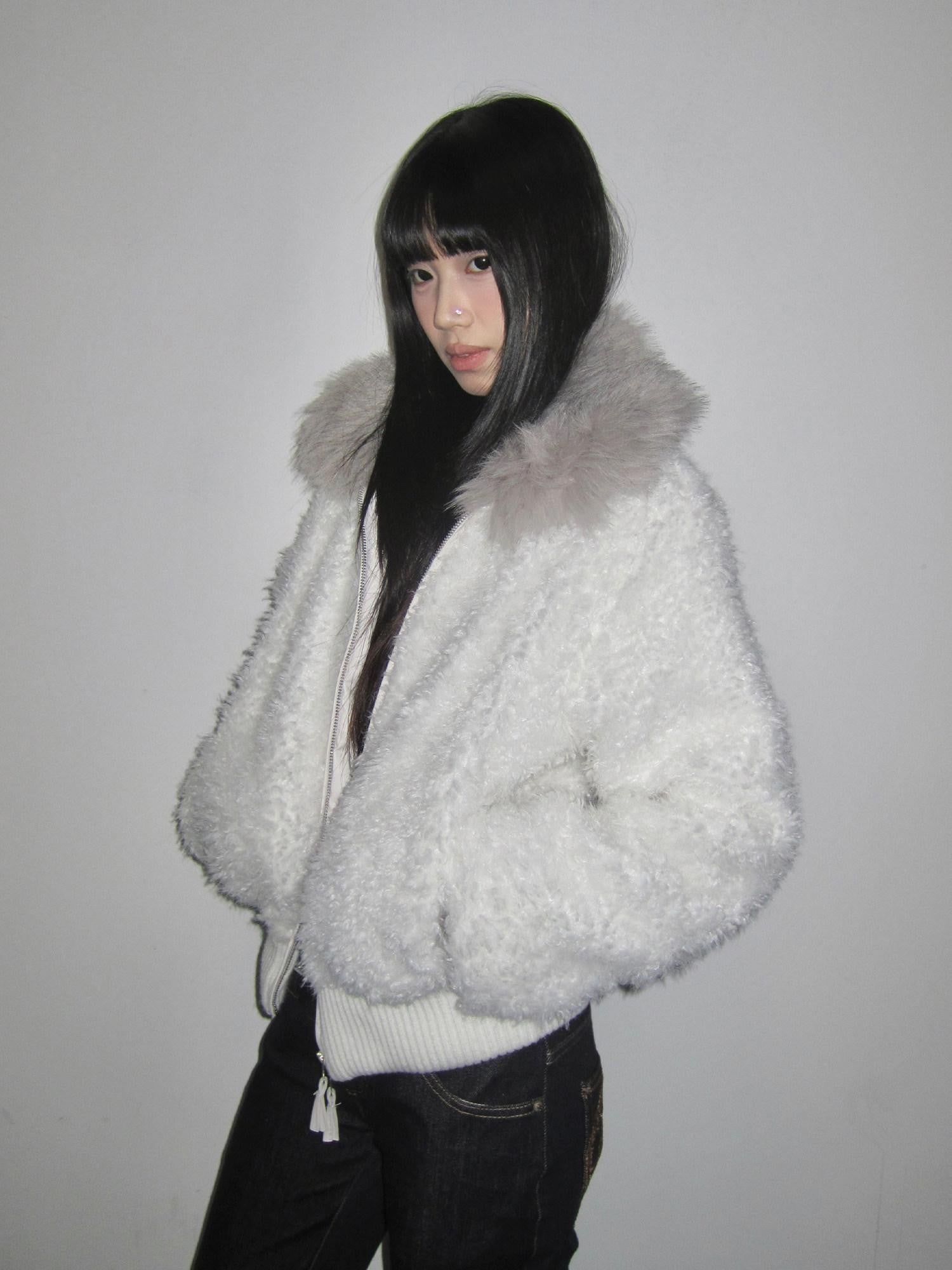 3MODE Sherpa Collar Zip Lapel Women&