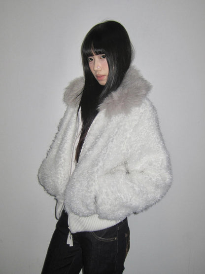 3MODE Sherpa Collar Zip Lapel Women&