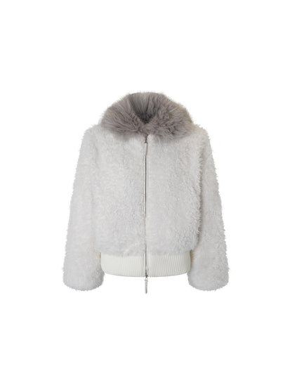 3MODE Sherpa Collar Zip Lapel Women&