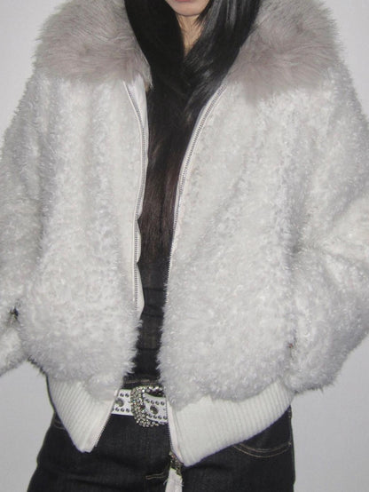 3MODE Sherpa Collar Zip Lapel Women&