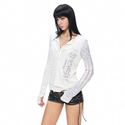 3MODE_Slim_Fit_Half_Button_V-neck_Y2k_White_Lyocell_Women&